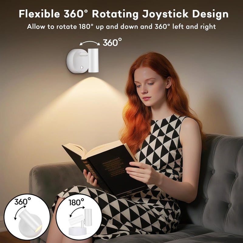 Lightess Spotlights Indoor with Remote, 6000mAh Wireless Spot Lights Indoor LED Uplighting with 3 Color Temperature, Rechargeable Battery Operated Spotlight for Plant Artwork Painting, 2 Pack White - Image 4